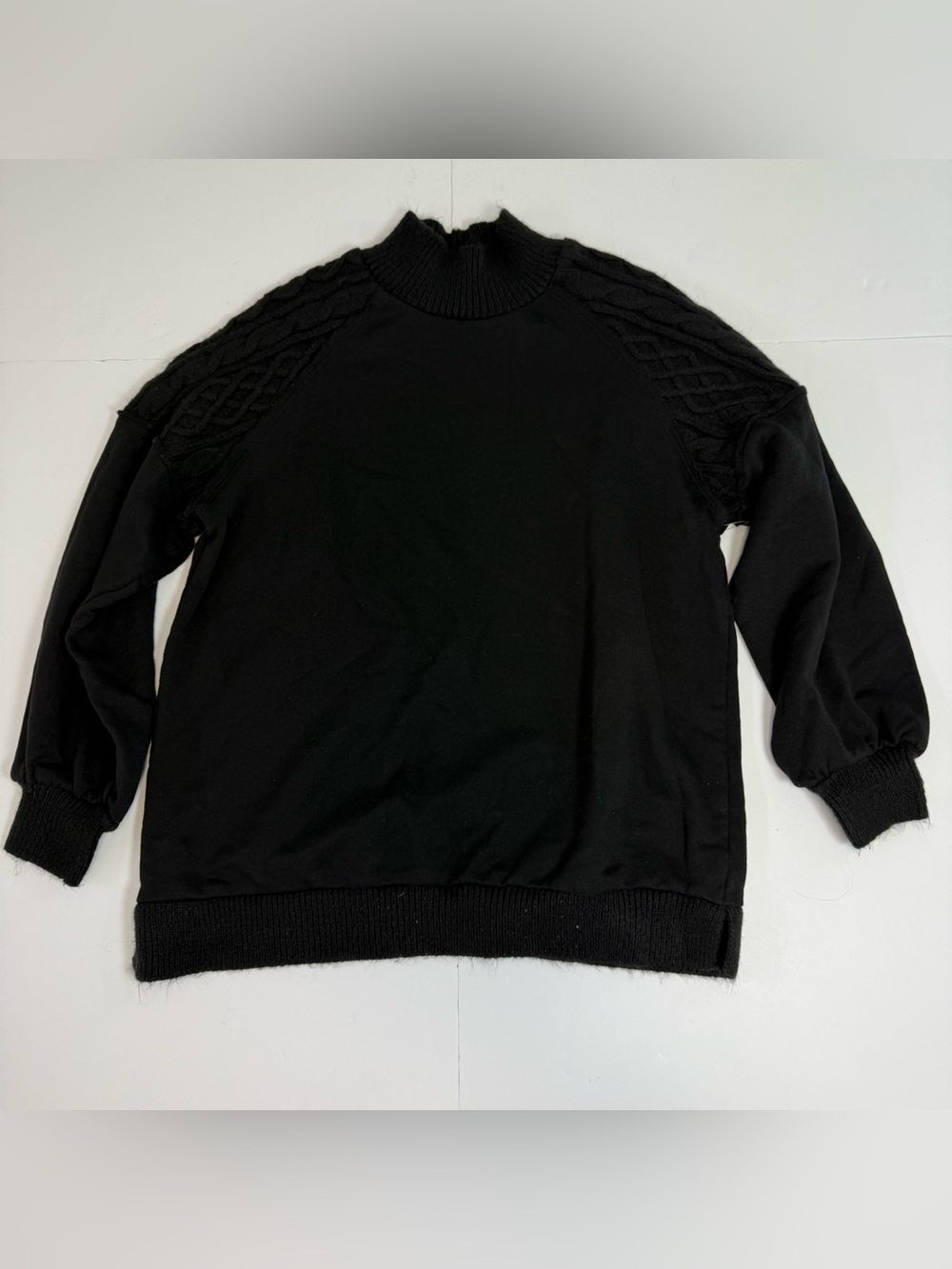 Time & Tru Black Cable Knit Turtleneck Sweater